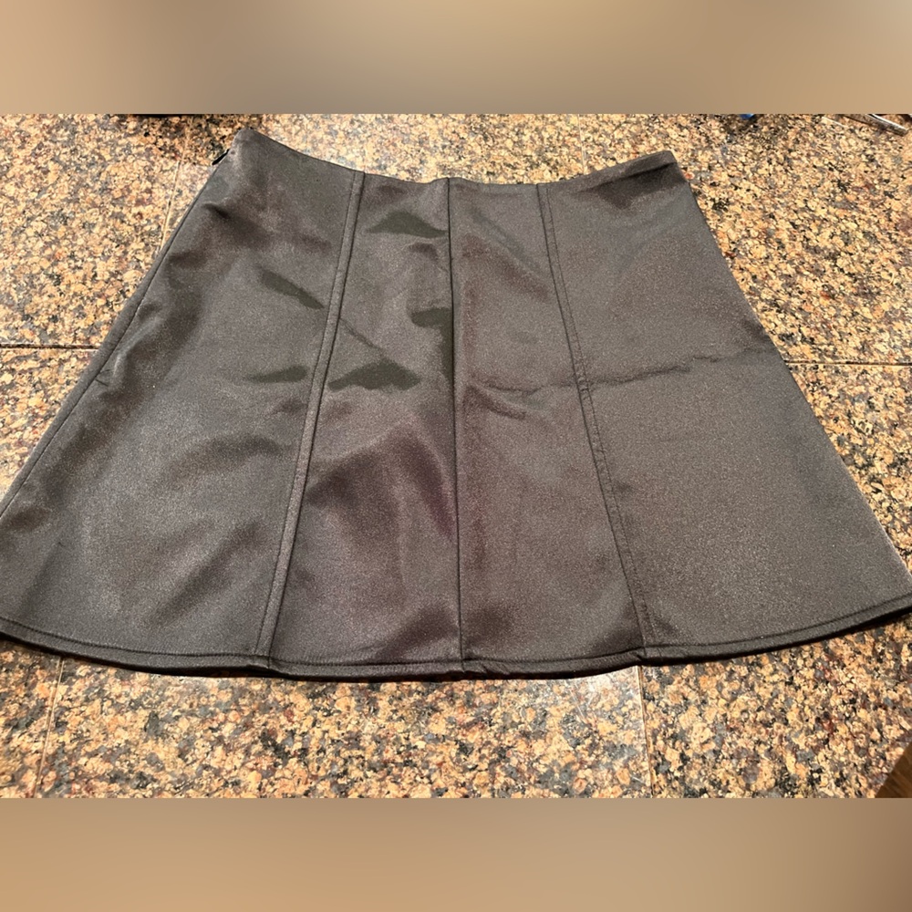 Zara Black Polyester Satin Skirt